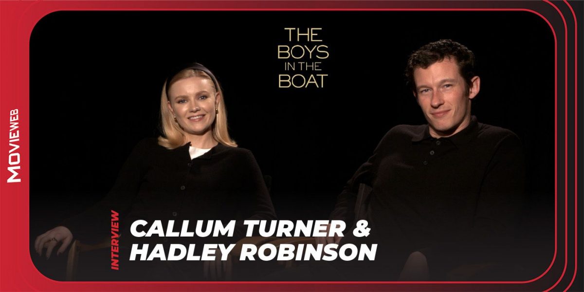 The Boys in the Boat Stars Callum Turner and Hadley Robinson Talk Rowing and Kissing