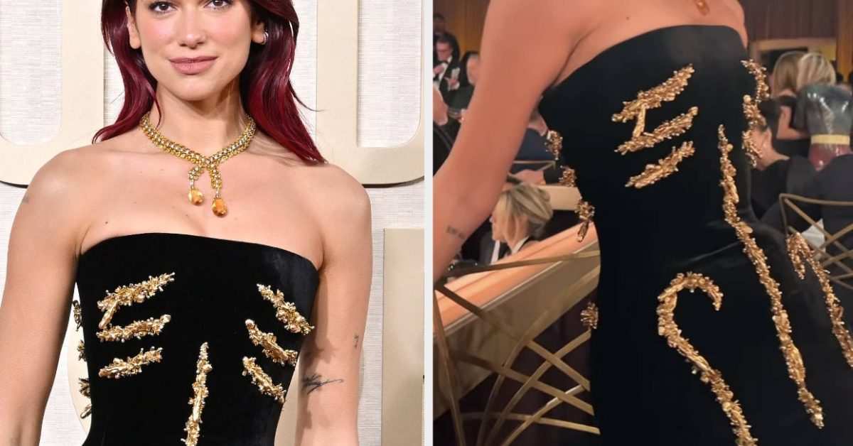 Dua Lipa Shared An Awkward Video Of Her Being Told To Sit Down At The Golden Globes, Only For Her Dress To Be Too Tight